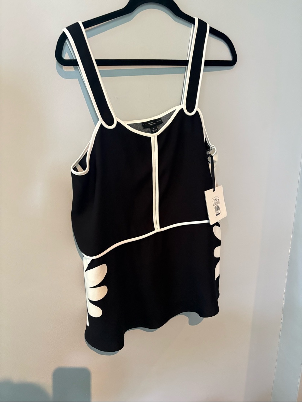 Victoria Beckham for Target Black Tank with White Piping and Floral Design